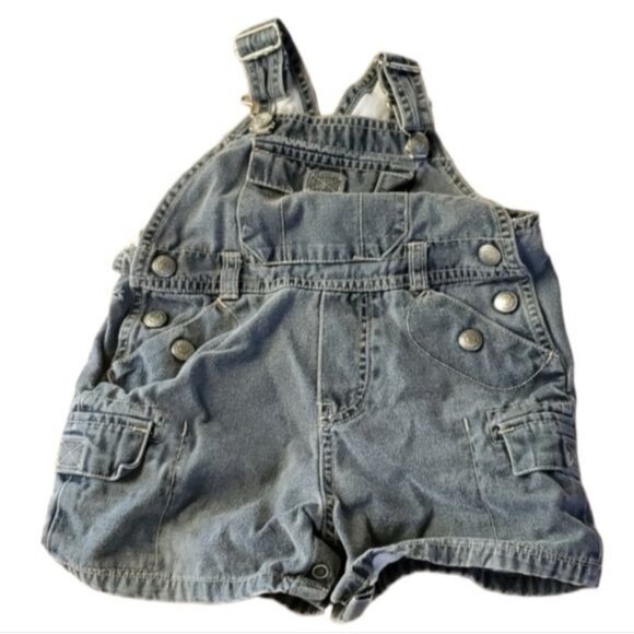 VINTAGE Baby Gap Overalls Shorts Black Denim Infant Baby 6-12M BOY GIRL - Picture 1 of 7